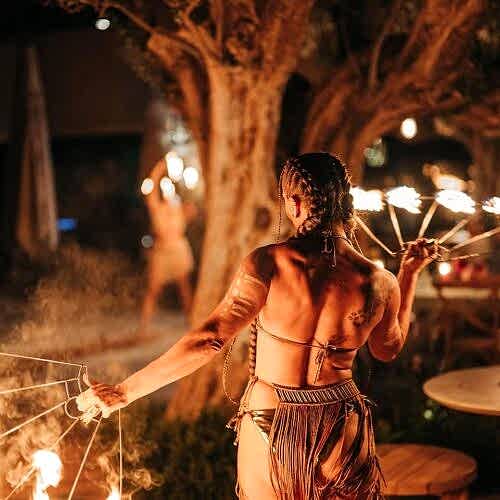 Women dancing with fire