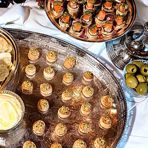 tray of canapés for weddings