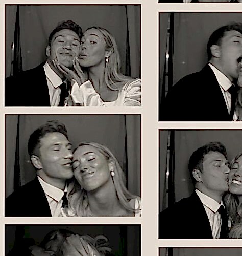 polaroid picture of newly married couple