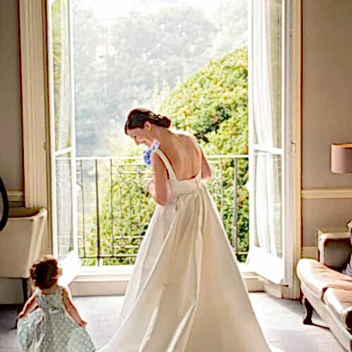Women in her wedding dress