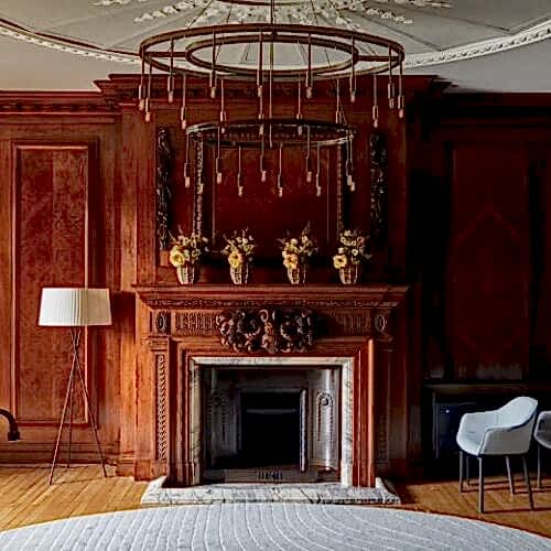Fireplace in wedding event space