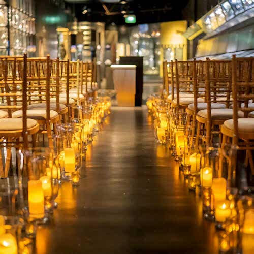 candlelit wedding ceremony space